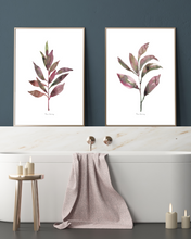 Load image into Gallery viewer, Maroon Leaves Watercolour Print - 2 Piece Set