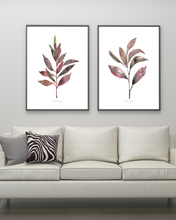 Load image into Gallery viewer, Maroon Leaves Watercolour Print - 2 Piece Set