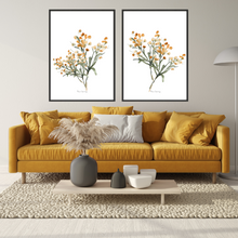 Load image into Gallery viewer, Mustard Blooms Watercolour Print - 2 Piece Set