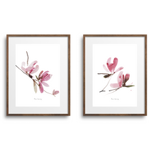 Load image into Gallery viewer, Pink Magnolia Watercolour Print- 2 Piece Set