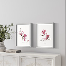 Load image into Gallery viewer, Pink Magnolia Watercolour Print- 2 Piece Set