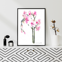 Load image into Gallery viewer, Pink Orchid Floral Watercolour Print