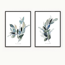 Load image into Gallery viewer, Antique Blue Botanical Watercolour Print - 2 Piece Set