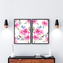 Load image into Gallery viewer, Bold Romantic Watercolour Floral Print - 2 Piece Set
