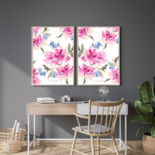 Load image into Gallery viewer, Bold Romantic Watercolour Floral Print - 2 Piece Set