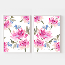 Load image into Gallery viewer, Bold Romantic Watercolour Floral Print - 2 Piece Set