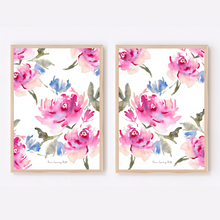Load image into Gallery viewer, Bold Romantic Watercolour Floral Print - 2 Piece Set