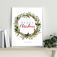 Load image into Gallery viewer, Christmas Wreath Watercolour Print