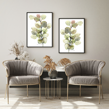Load image into Gallery viewer, Twin Leaves Eucalyptus Watercolour Print 2-Piece Set