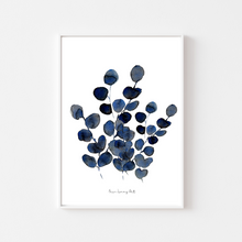 Load image into Gallery viewer, Navy Eucalyptus Watercolour Print