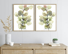Load image into Gallery viewer, Twin Leaves Eucalyptus Watercolour Print 2-Piece Set