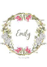 Load image into Gallery viewer, Customized Watercolour Floral Wreath Print