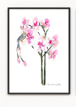 Load image into Gallery viewer, Pink Orchid Floral Watercolour Print