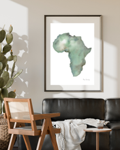 Load image into Gallery viewer, Africa Emerald Watercolour Print
