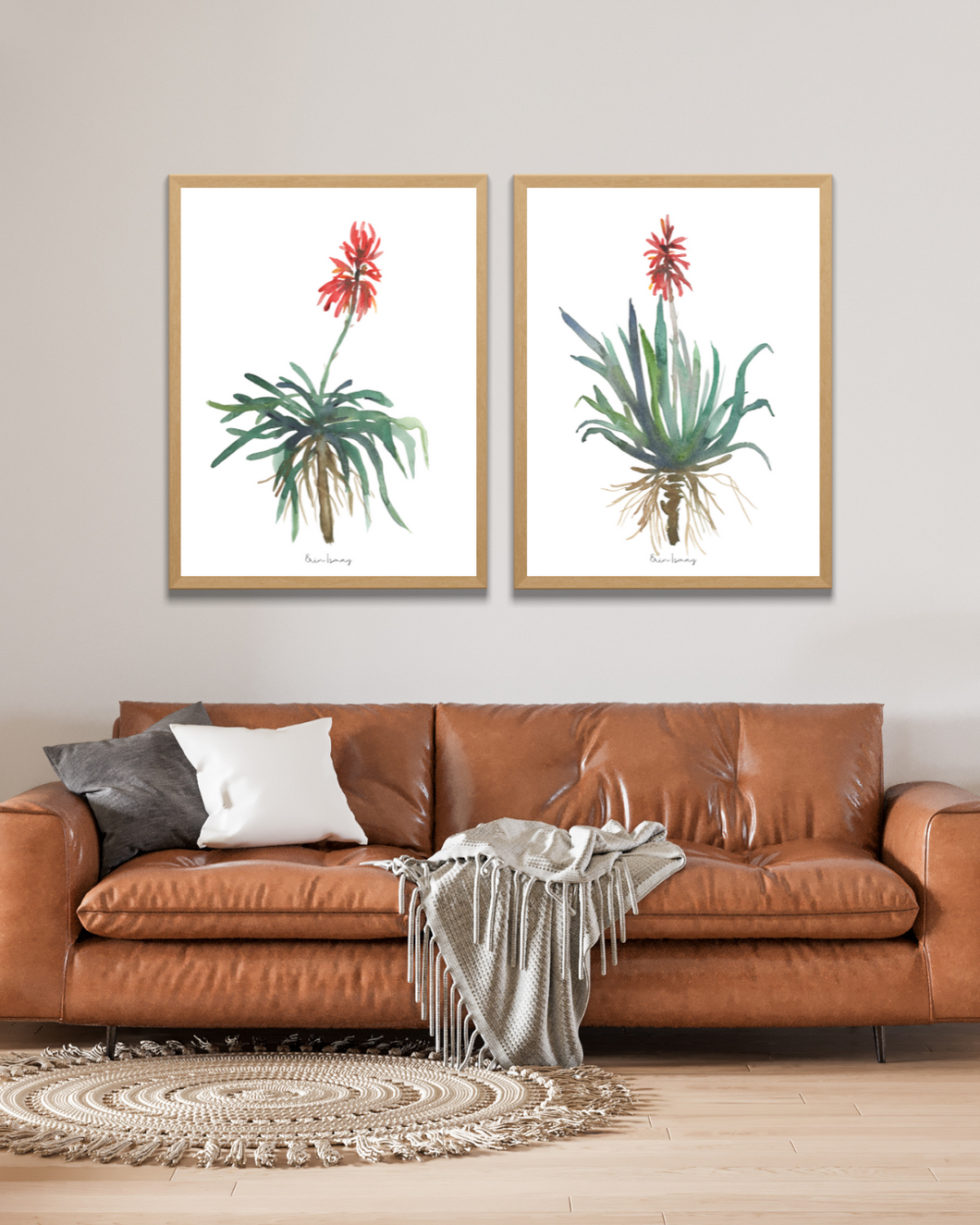 African Aloe Watercolour Print - 2 Piece Set
