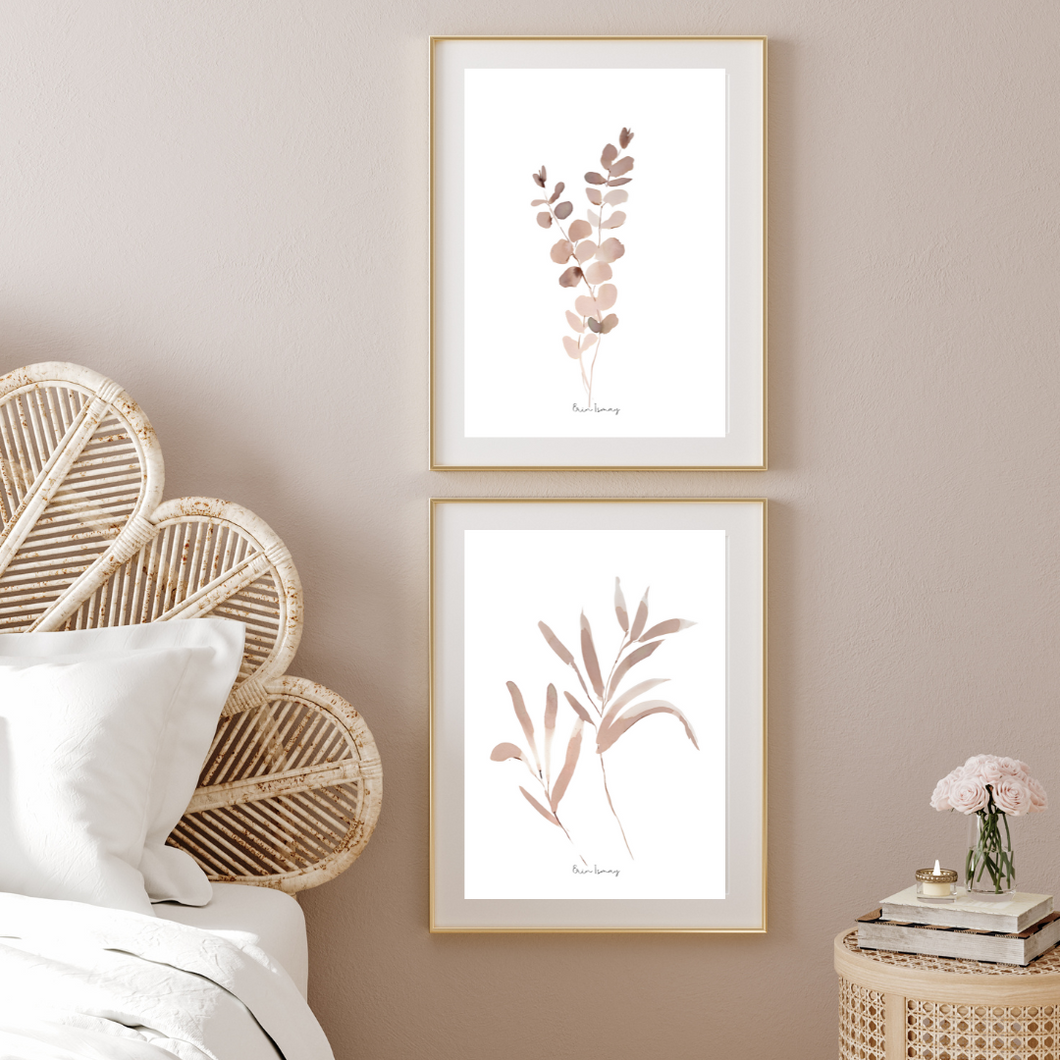 Boho Botanical Watercolour Print Set - 2 Piece