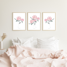 Load image into Gallery viewer, Heirloom Hydrangeas Watercolour Print -3 Piece Set
