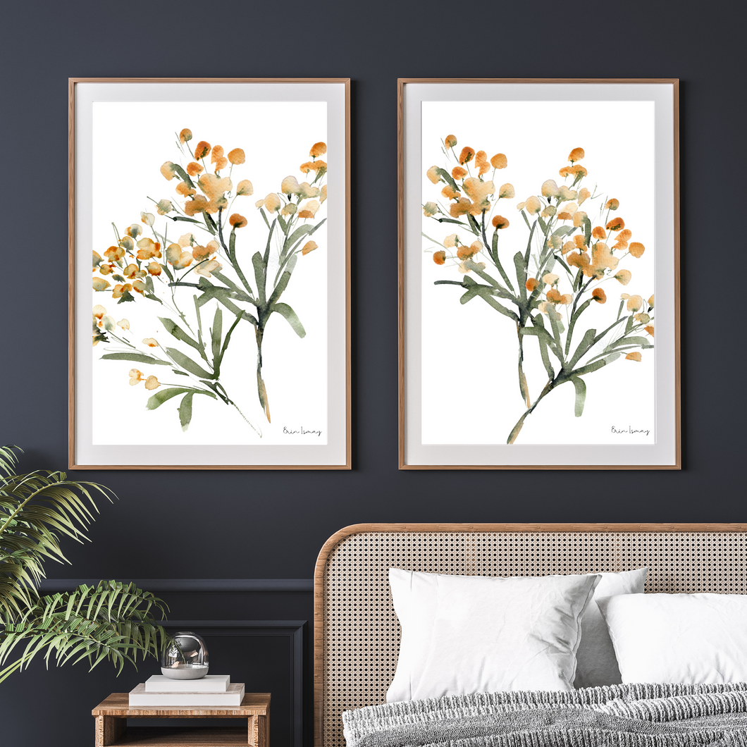Mustard Abstracts Watercolour Print 2-Piece Set