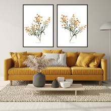 Load image into Gallery viewer, Mustard Blooms Watercolour Print - 2 Piece Set
