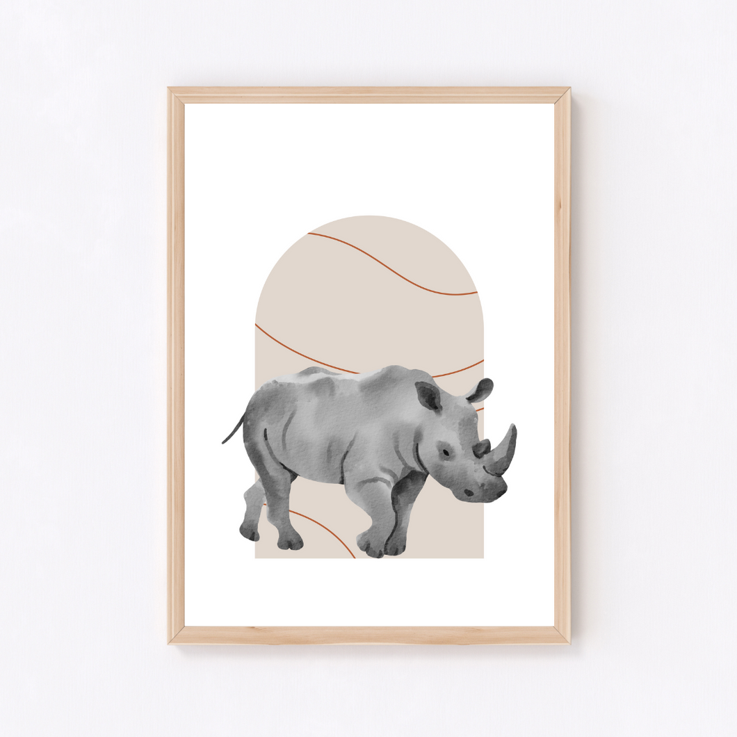 Safari Rhino Poster Print