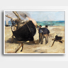 Load image into Gallery viewer, Tarring the Boat Vintage Print
