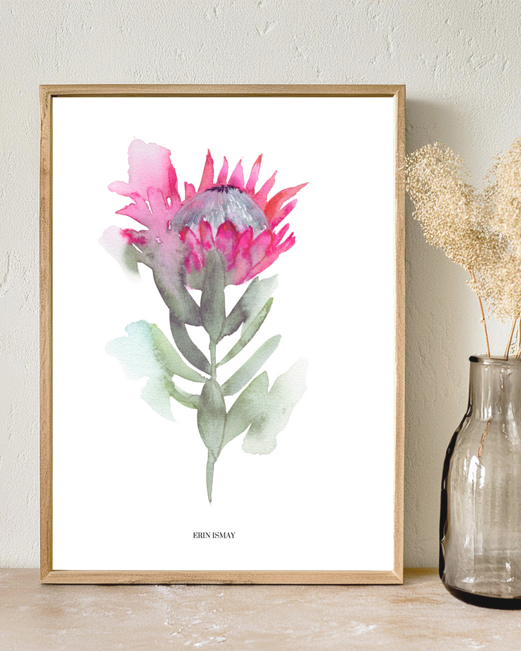 Protea Emerging Watercolour Print