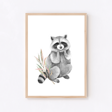 Load image into Gallery viewer, Woodland Racoon Poster Print
