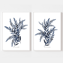 Load image into Gallery viewer, Blue Botany Watercolour Print 2-Piece Set

