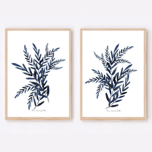 Load image into Gallery viewer, Blue Botany Watercolour Print 2-Piece Set
