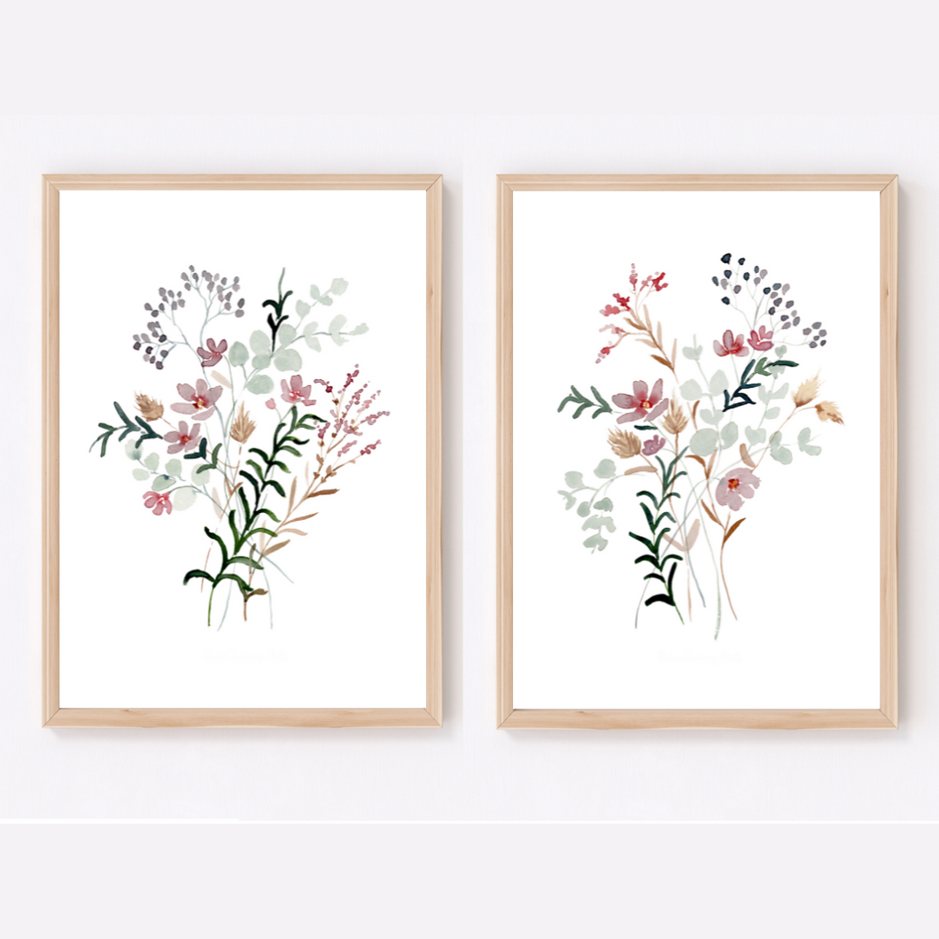 Delicate Floral Watercolour-2 Piece Set