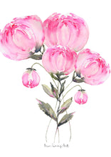 Load image into Gallery viewer, Pink Peony Bunch Watercolour Print
