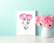 Load image into Gallery viewer, Pink Peony Floral Watercolour Print
