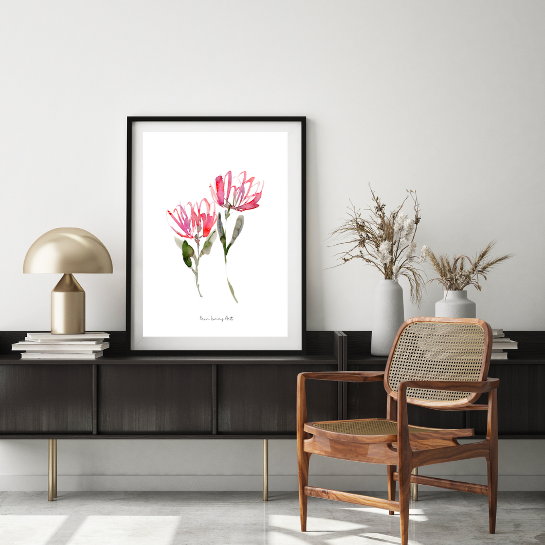 Sweet Proteas Watercolor Painting Print