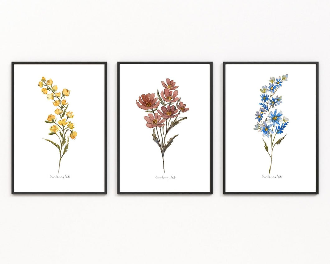 Wildflowers Watercolour Print 3-Piece Set